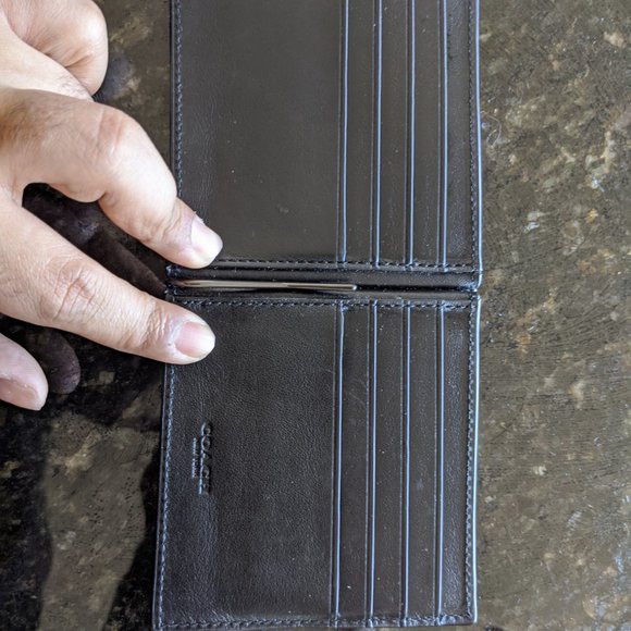 Coach Leather Wallet with Money Clip - Black - Picture 4 of 4